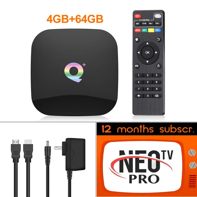 4G64G(1 Year IPTV) ТВ приставка Android9.0 Q Plus+ 1 год NEO Pro IP tv подписка Франция испанский Italia Smart IP tv WiFi телеприставка 6K домашний медиаплеер - Цвет: 4G64G(1 Year IPTV)