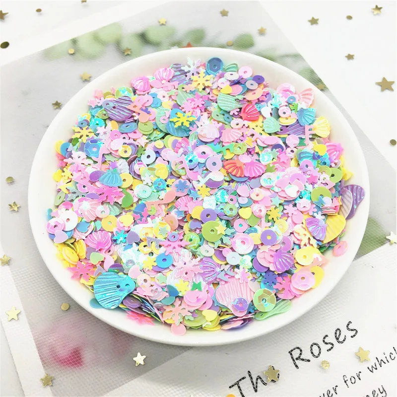 Блестки в виде снежинок разных цветов 5 мм 10 разные размеры блестки искусственные