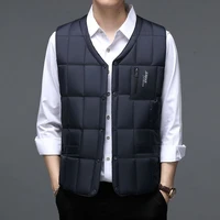 men winter warm sleeveless v neck button lightweight waistcoat casual tops vest ultra light cotton down waistcoat coat
