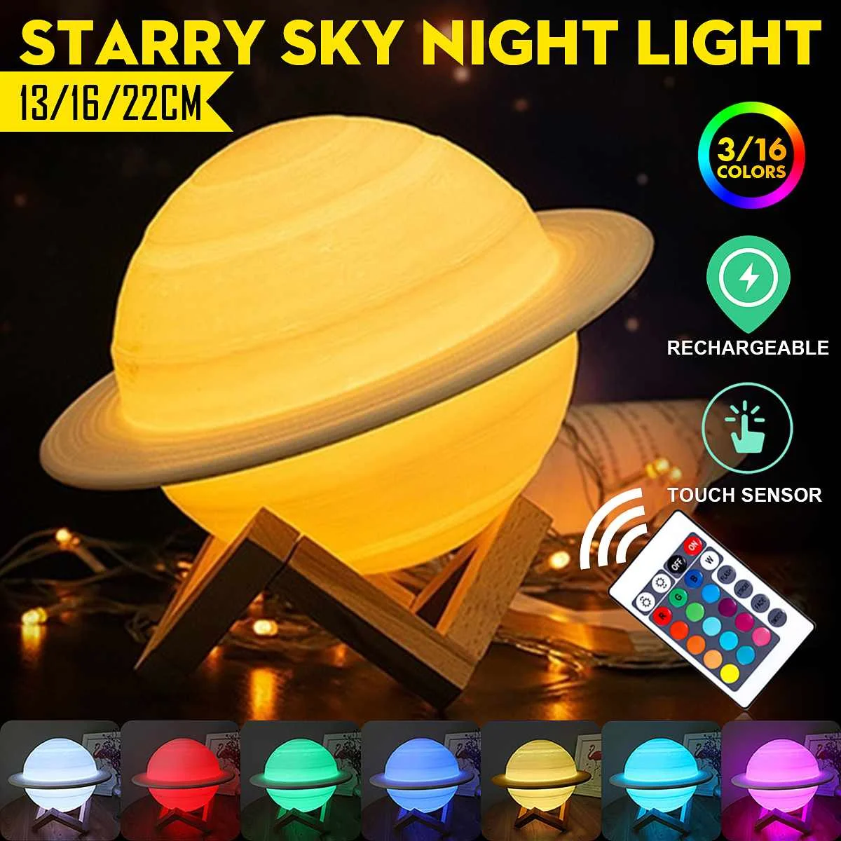 

3D Printing Saturn Lamp Home Decoration Bedroom LED Night Light With Remote Controller For Children's Christmas Gift Night Lamp