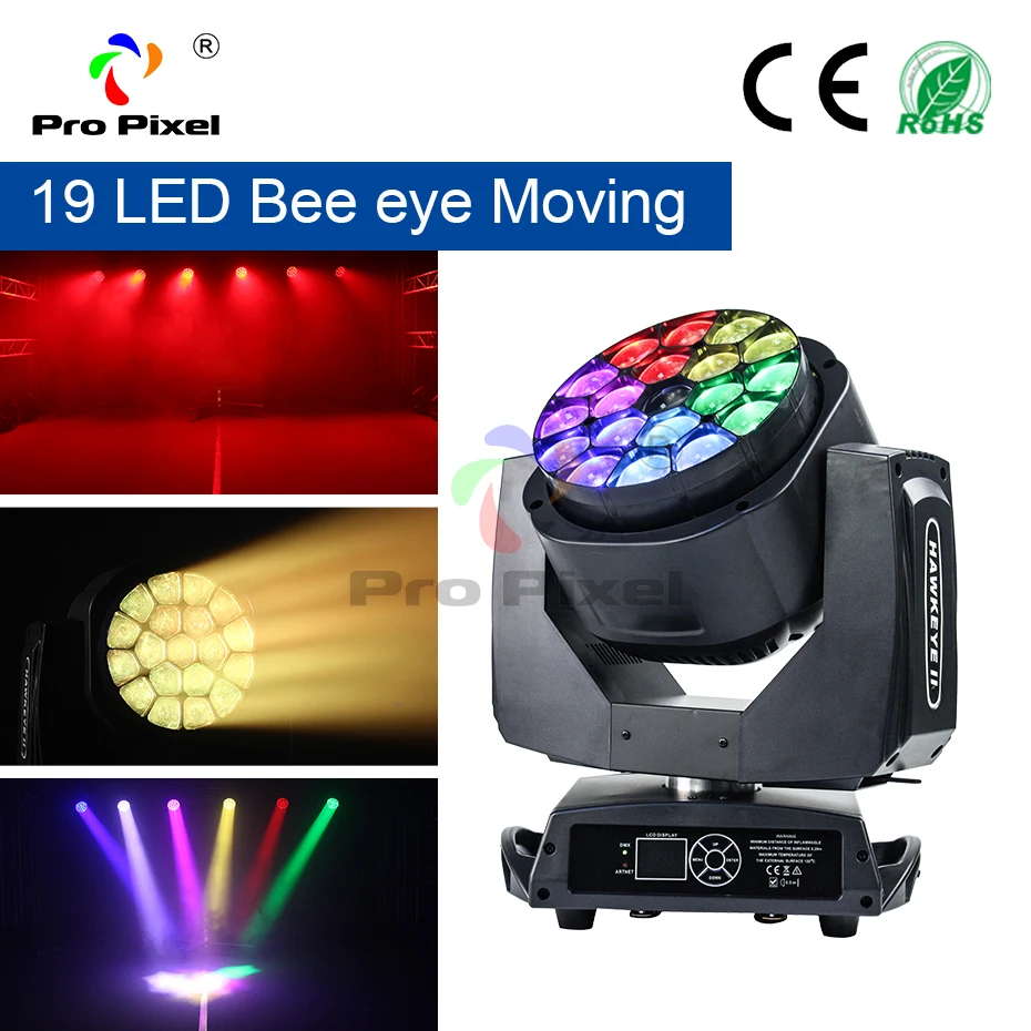 1 шт. подвижный светильник с большими пчелиными глазами 19x15 Вт RGBW 4-в-1 лучевой