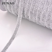 junao 5yard10mm silver black color sewing glitter ribbon sequins banding trim clothes applique sew on fabric tape for crafts