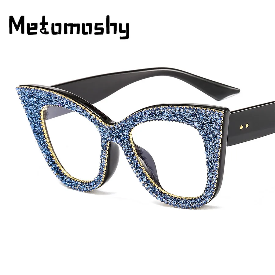

Sexy Cat Eye Sunglasses Women Vintage Rhinestone Sun Glasses Female Diamond Shades Oculos Clear Lens Glasses Ladies Eyeglasses