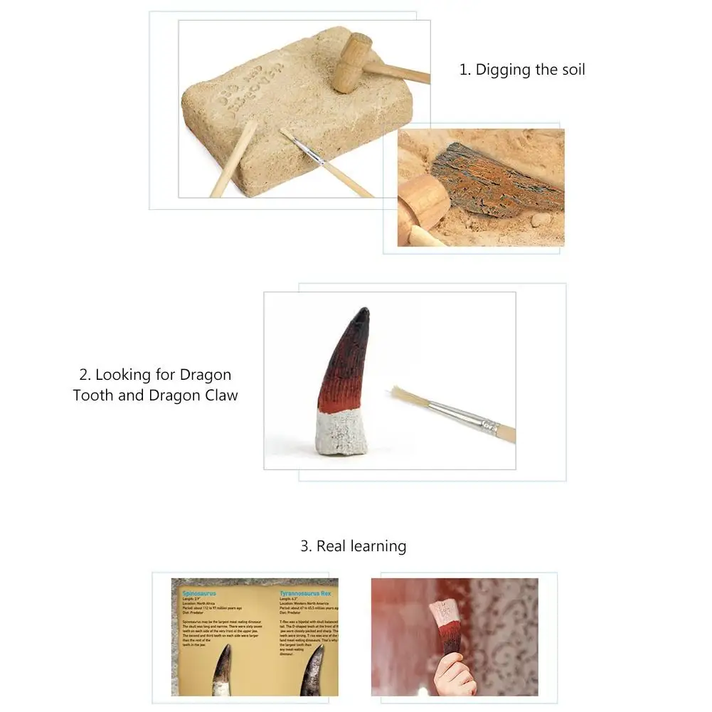 

DIY Dinosaur Tooth/Claw Digging Excavation Kit Educational Toy for Kids Children