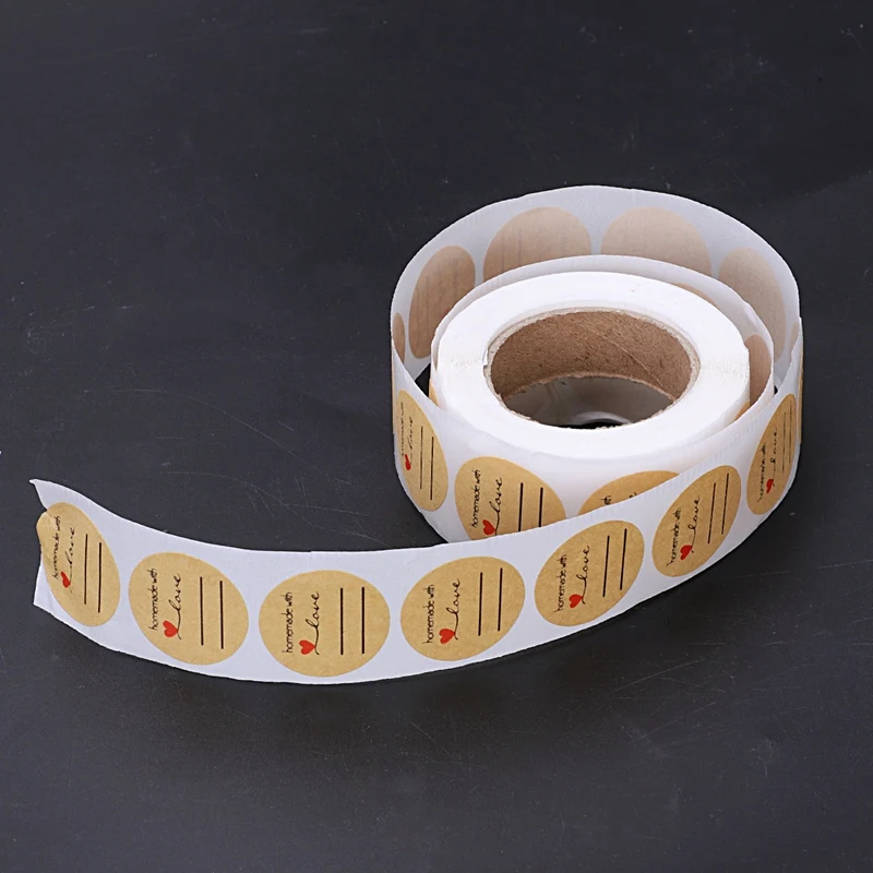 

1 inch Homemade With Love Sticker With Lines For Writing /1 inch Round Homemade With Love Canning Labels / 500 Labels Per Roll