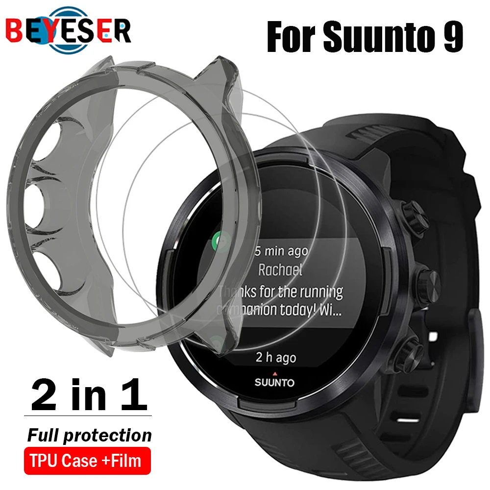 2 + 1 защитный чехол Защитная пленка для экрана умных часов Suunto 9 Мягкий из ТПУ