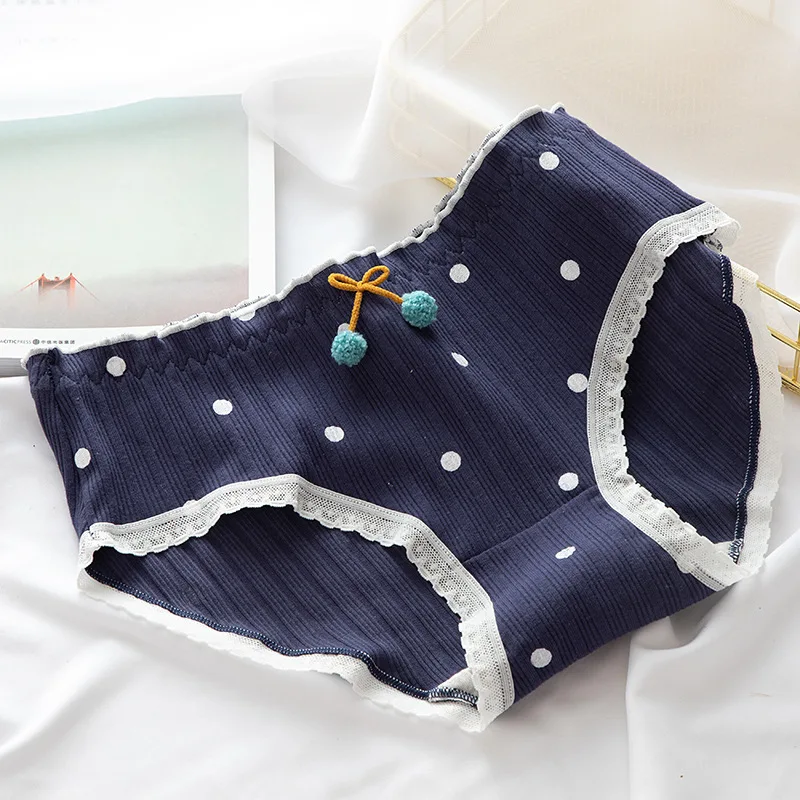 

Cute Hair Ball Lady's Underwear Bow Cute Print Waist Triangle Pants Cotton Crotch Underwear Cotton Underwear Women