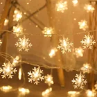 СВЕТОДИОДНАЯ Гирлянда со снежинками и звездами, Рождественская лампа-лента для спальни, дома, свадьбы, Новогоднее украшение на батарейках