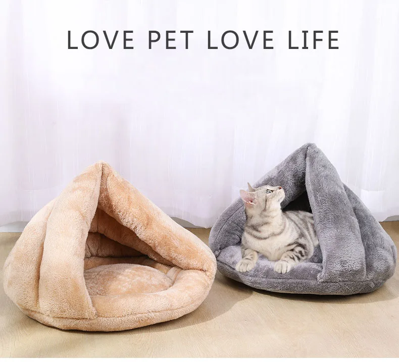 

Кровать для домашних животных, домик для кошек и собак, мягкая плюшевая кровать, подушка для щенка, утолщенное гнездо, зимняя теплая спальна...