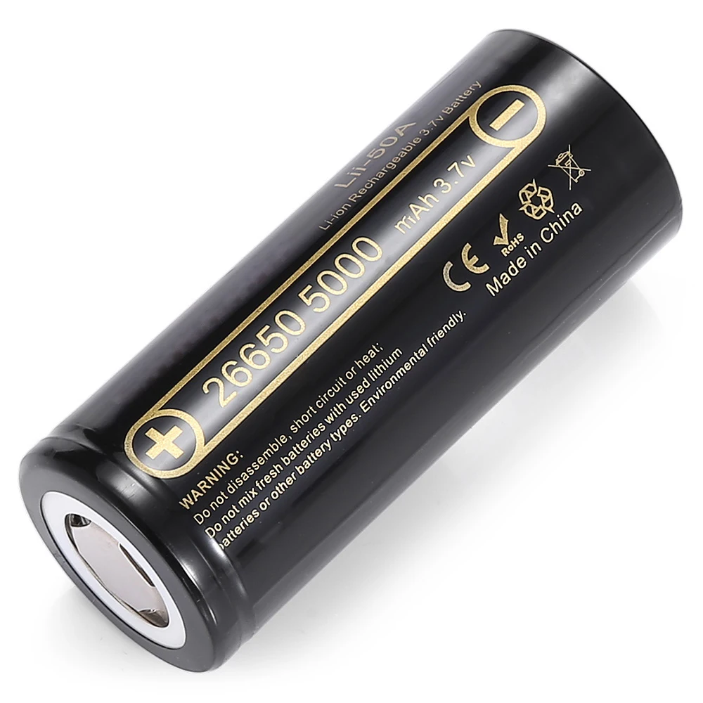 

26650 Lithium Battery 3.7V 5000mAh Rechargeable Battery for Flashlight RC Toys Electric Vehicle Replacement Battery