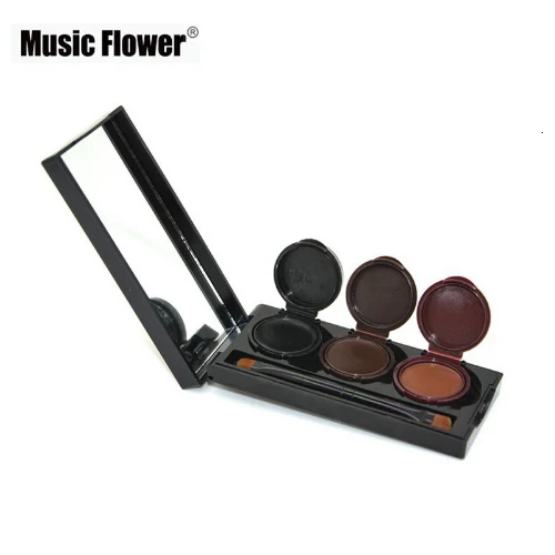 Music Flower Для женщин 3 In1 бровей Палитра с кисточкой и подводка-гель для глаз макияж глаз крем для бровей водостойкий Макияж Косметика