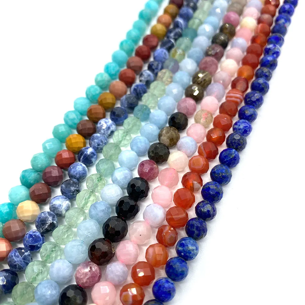 

Natural Stone Faceted Round Beads Aquamarine Round Beads for DIY Ladies Fashion Jewelry Accessories Bracelet Necklace Earrings