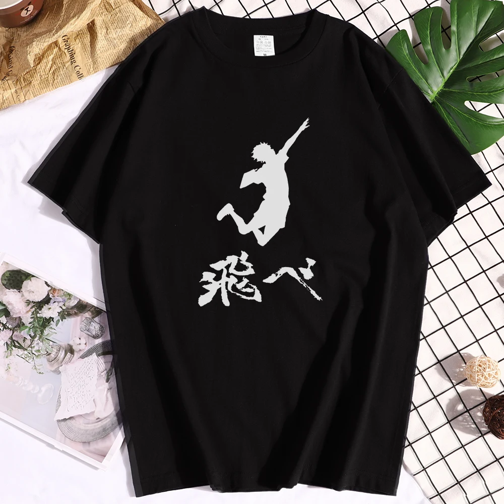 

Забавная Мужская футболка Haikyuu FLY из хлопка, эстетическая футболка, универсальные футболки, мужские футболки с принтом