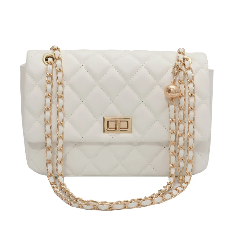 

2021 Female Summer Chain Luxury Trendy Shoulder Handbags And Purses Women Lingge Small Lingge PU Leather Crossbody Bag For Women