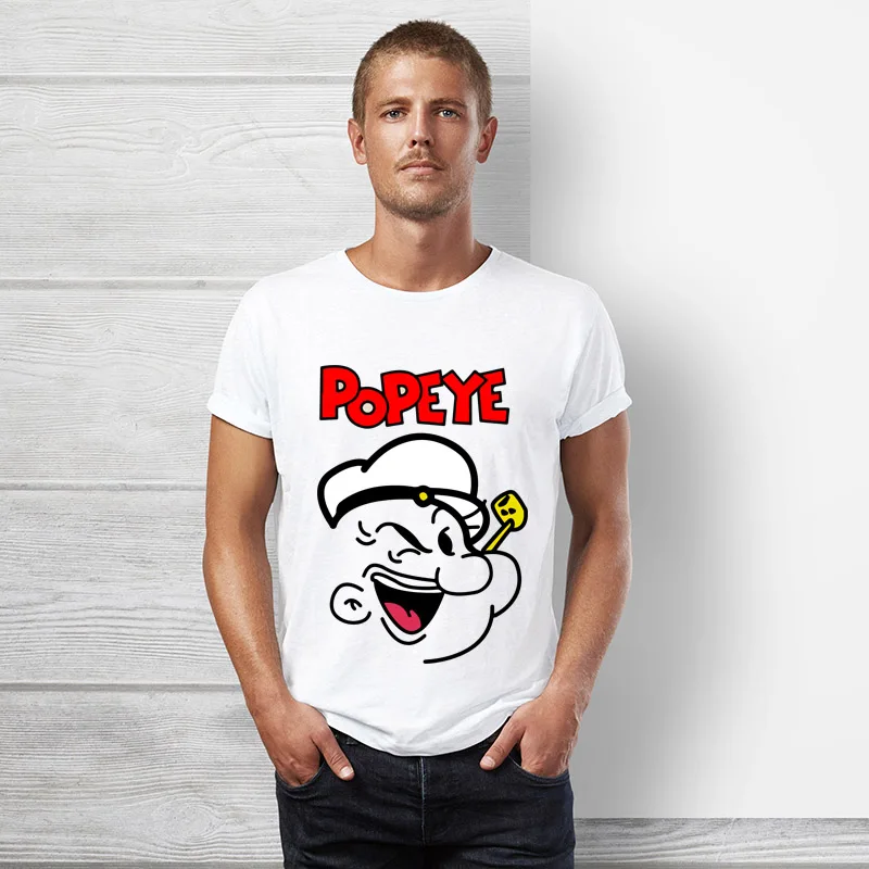 Брендовая одежда True reveler, футболка Popeye, Мужская футболка с коротким рукавом, летняя мультяшная футболка в стиле хип-хоп, забавная футболка из хлопка с моряком