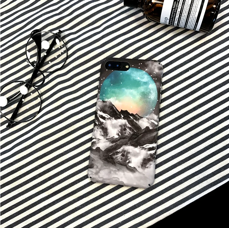 Marble Stone Mobile Phone Case For iPhone 7 Matte PC Back Cover Fundas Apple Xr 6 6S 8 Plus X Xs Max Planet Space Shell |