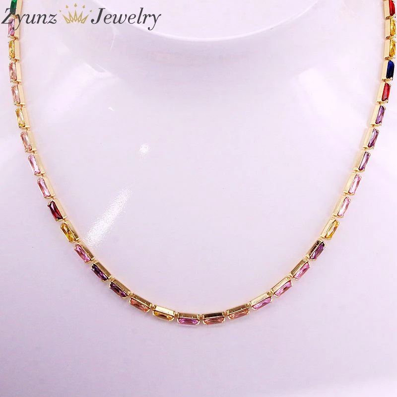 5 шт. CZ ожерелье с цепочкой женское колье цветной cz Кристалл циркония