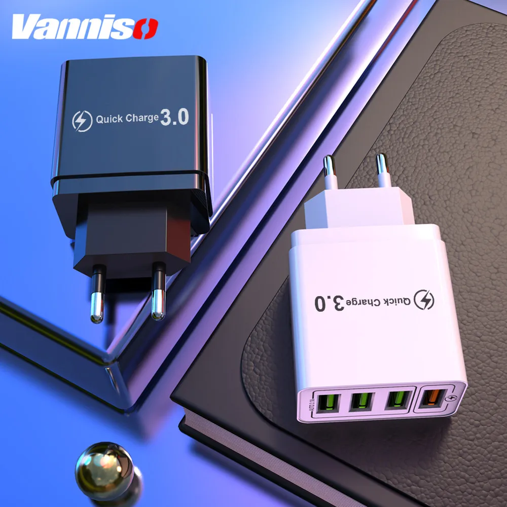 Быстрая зарядка 3 0 4 порта USB зарядное устройство ЕС мобильный телефон адаптер для