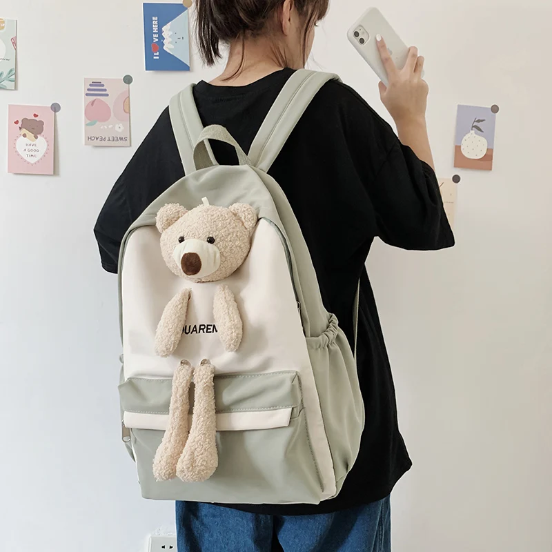Женский рюкзак с подвеской в виде большого медведя для девочек