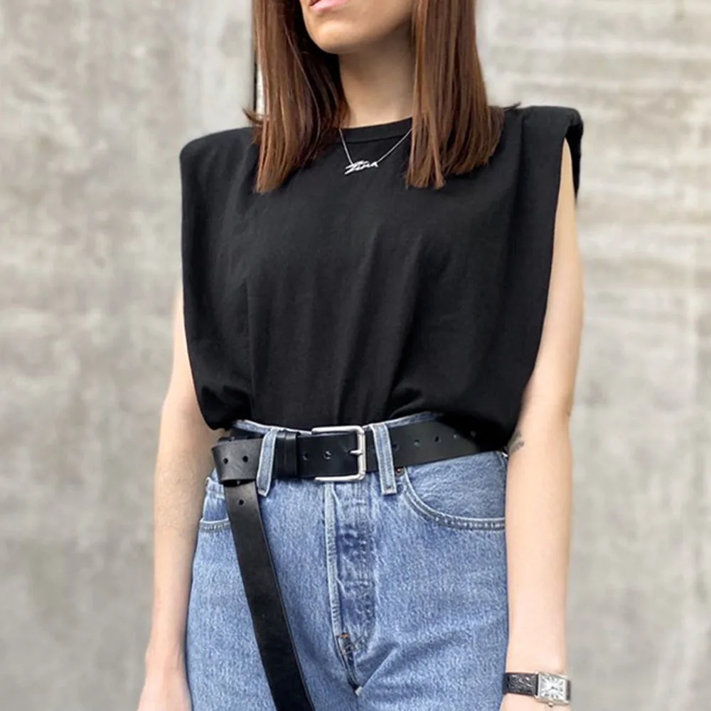 BF Стиль Повседневный Топ на бретелях женский летний черный белый уличный