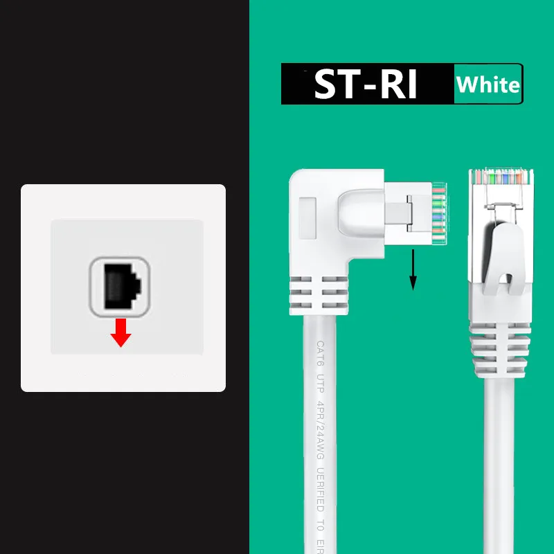 Сетевой Ethernet-Кабель Cat 6 Круглый патч-корд RJ 45 прямоугольный 90 градусов для