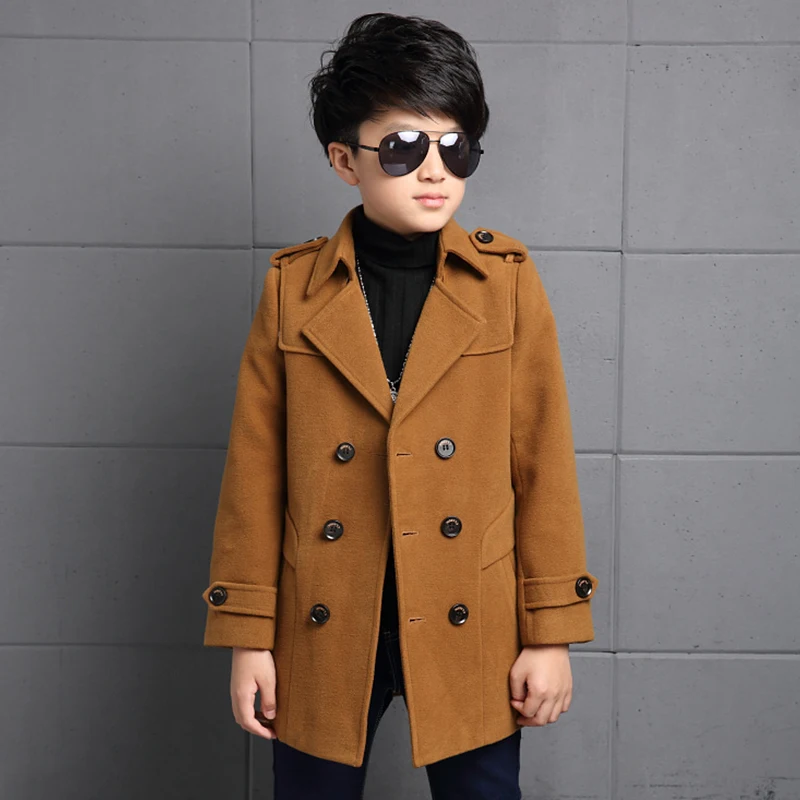 От 4 до 14 лет шерстяное пальто для мальчиков Новинка зимы 2021 года Модная