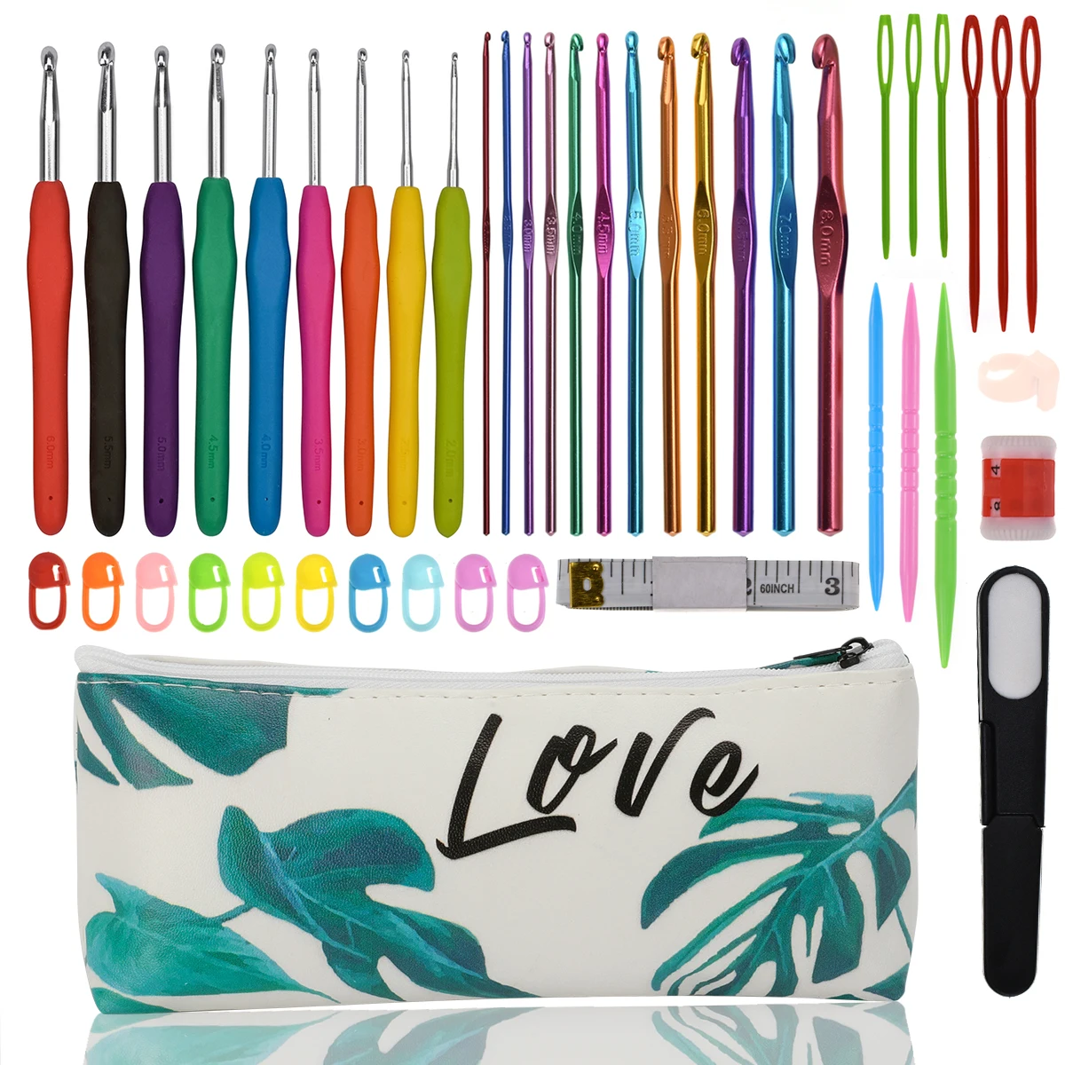

Looen Crochet Hooks Set Big Size Soft Handle Crochet Needles Yarn Weave Knitting Needles Set With Bag
