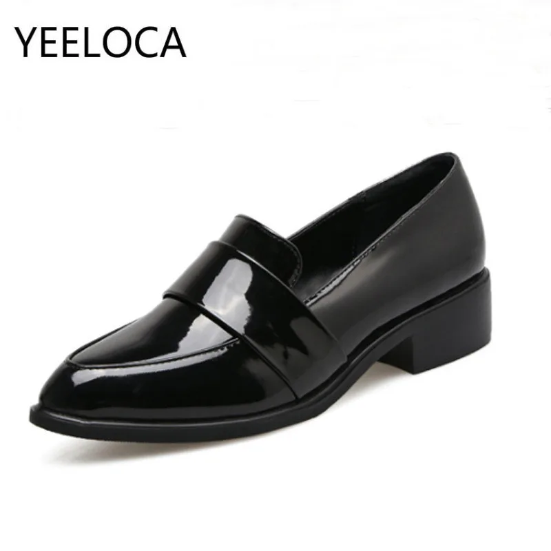 

Fashion Womens Single Shoes Business Versatile Patent Leather Casual Low Heel Pumps Comfortable Loafers Plus Size 35-42