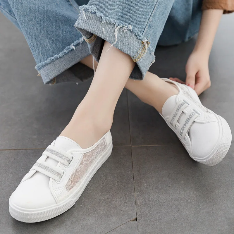 

Woman Shoes 2021 Summer New Woman Leisure Breathable Lace Leather Simple Women Sneakers Breathable Mesh Zapatillas de mujer