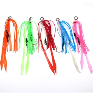 4pcs Silicone Skirt Jig Replacement with hook Slider Rig Spare Hooks sliding kabura style lures hook