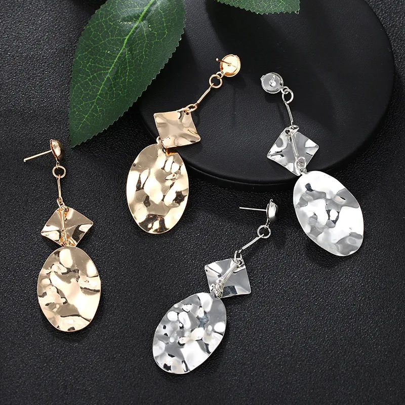 Корейские золотые серьги Геометрические Квадратные овальные для женщин длинные