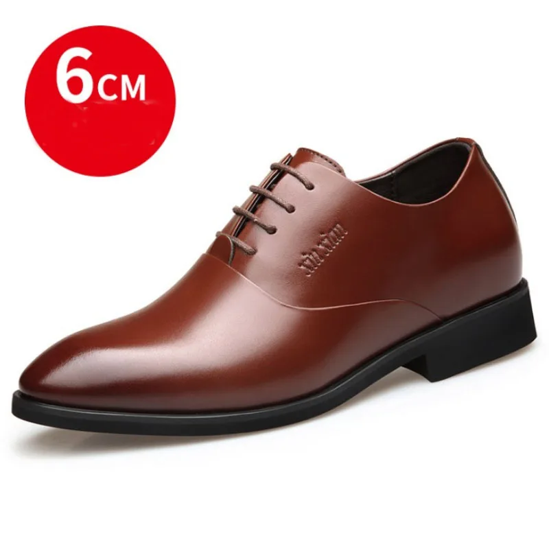 6 см обувь для мужчин Модная женская кожаная со скрытым подъемом Мужские
