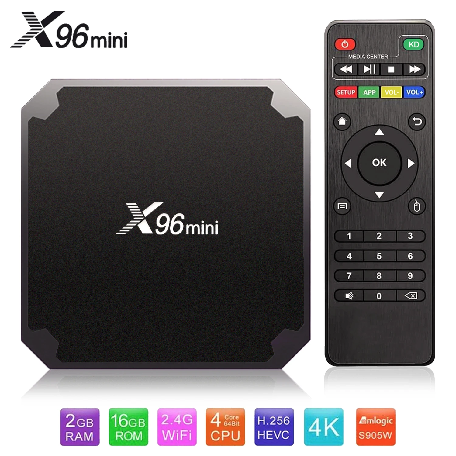 

X96 mini Android 7.1 TV BOX 2GB 16GB Smart Amlogic S905W Quad Core Media Player WiFi 2.4GHz X96mini Set top box 4K HD Set Top