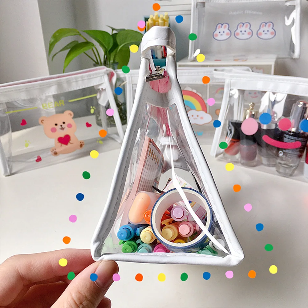 

Cute Transparent Waterproof Bag Student Pencil Case Girl Transparent Makeup Bag Women Cosmetic Bag Travel Toiletry Organizer