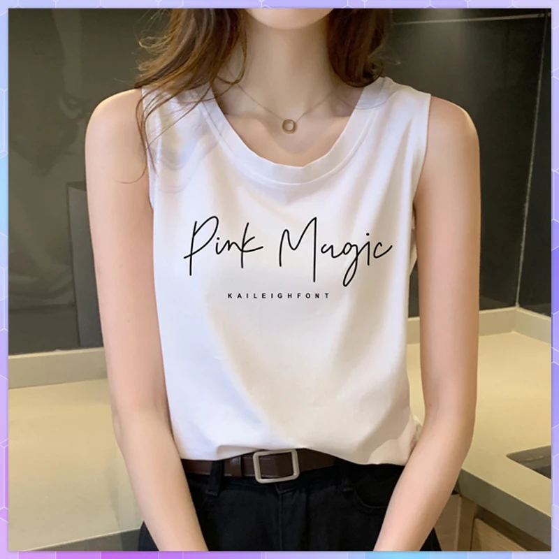 

Повседневные хлопковые майки, женские летние женские майки без рукавов, женский жилет, базовые Топы, майка с надписью, женский топ-труба