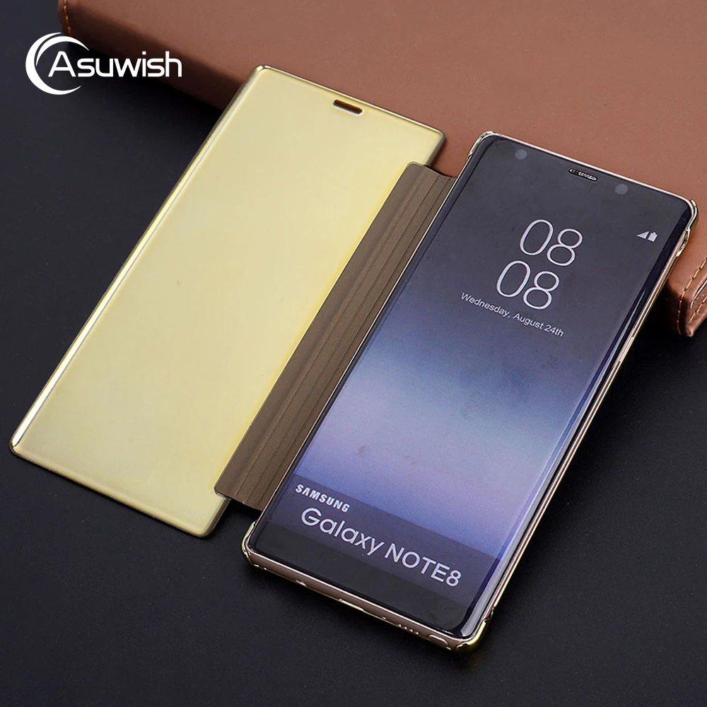 Роскошный зеркальный флип чехол для samsung Galaxy Note 8 Note8 SM N950 N950F N950FD DS телефона