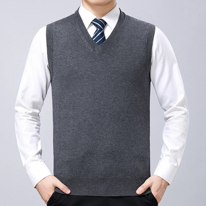 Мужской трикотажный жилет повседневный приталенный кашемировый шерстяной