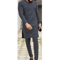 african fashion black and white stripes denim mens pant sets o neck top and trouser senator style mens outfits dashiki wear