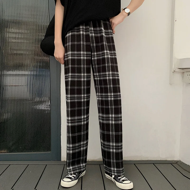 

Cropped Pants Small 150 Lattice Loose Pants High Waist Slimming Draping Eighth Black Straight-leg Pants Jum
