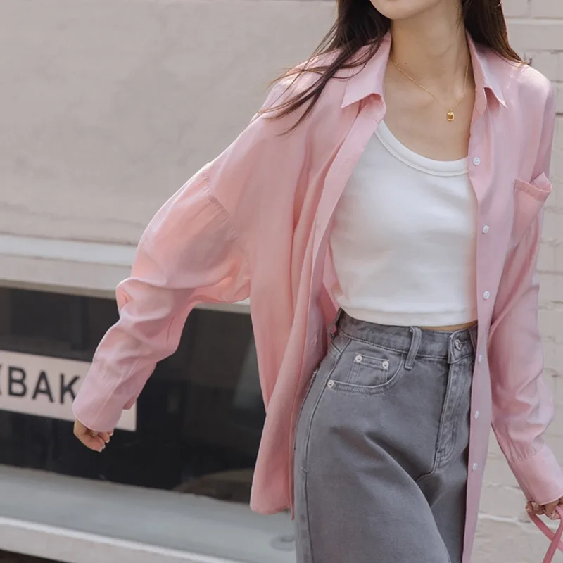 

Tiansi Long Sleeve Shirt Women's 2021 Spring and Summer New Back Split Loose Sunscreen Shirt Air Conditioning Shirt