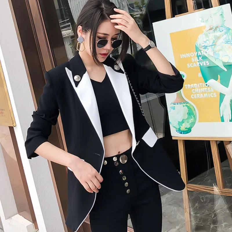 Black waist blazer female spring and autumn design temperament Casual suit jacket women