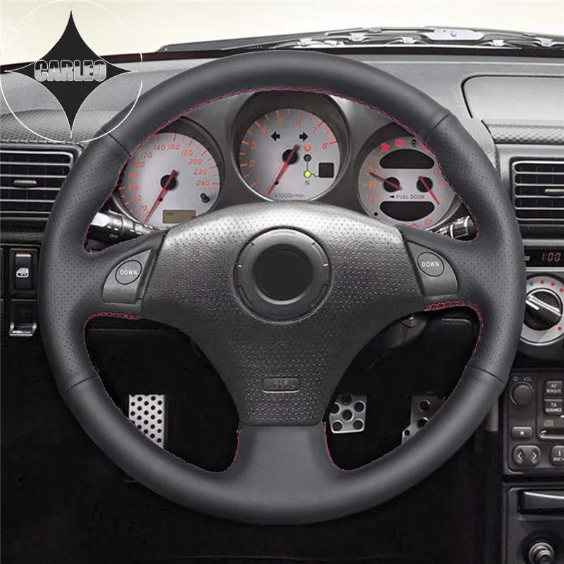 DIY Car Steering Wheel Cover for Toyota RAV4 Celica MR2 MR-S Supra Lexus IS200 300 Genuine Black Leather Stitching Custom Holder