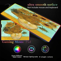 oil painting sunflower mousepad rgb color backlight led gaming accessories computer notebook keyboard gaming mouse pad desk mat