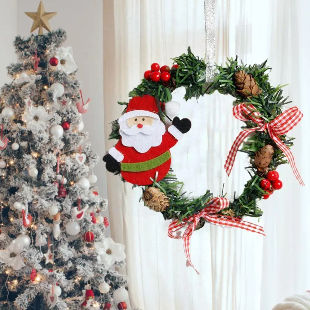 

Изысканная Рождественская гирлянда, подвесной венок, дверь, Рождественская елка, наружное украшение, подарок для камина, семейный подарок ...
