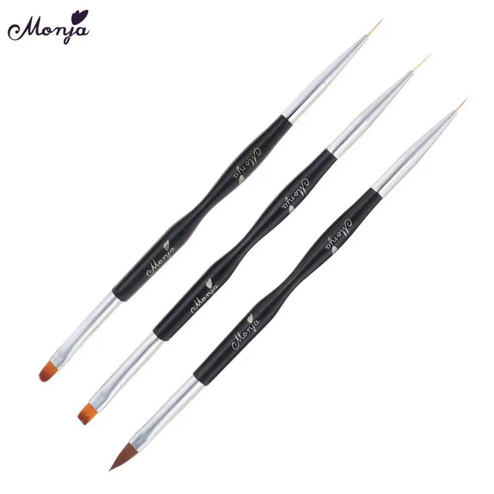 Monja двойной конец дизайна ногтей французская полоса Lnes лайнер Сделай Сам Кисть