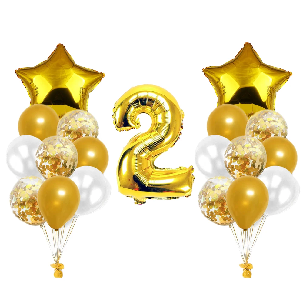 ZLJQ 2 й день рождения шары День украшение воздушные из фольги Globos Золотой Розовый