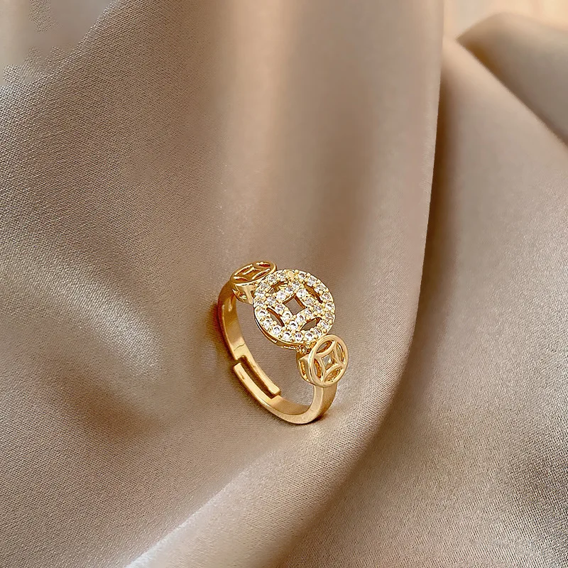 

MrZMsZ Shiny Zircon Round Rings For Women luxurious Adjustable Open Ring Teen Girls 2021 Trendy Gift Fashion Jewelry Accessories