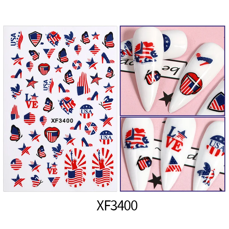 

Nail Art United States Independence Day Flag Element Letter Sticker DIY Applique Self-adhesive Nail Art Accessories Decorations