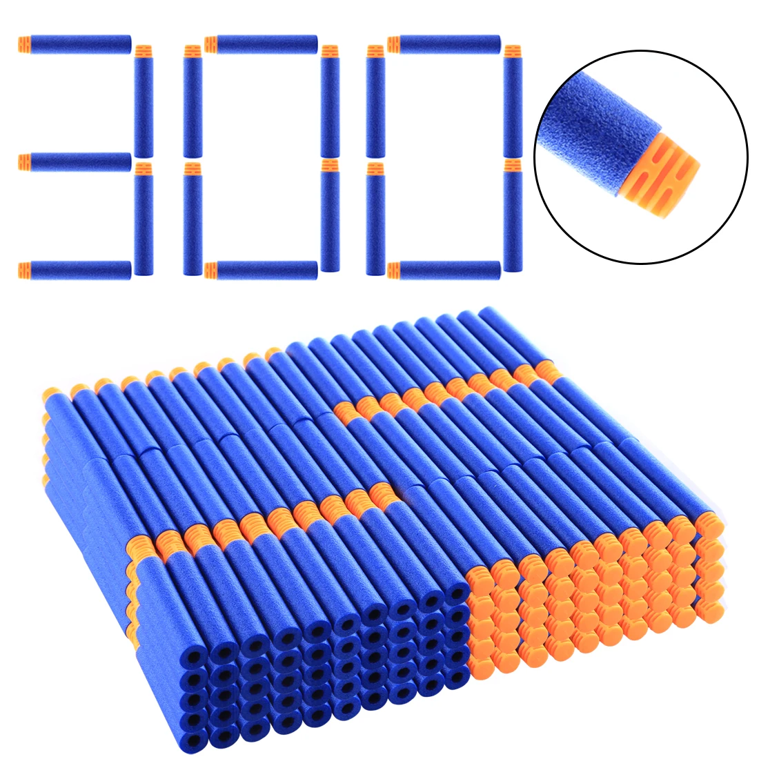 300 pcs Горячая Распродажа 100 шт./компл. высокое буферный мягкая пуля с плоской головкой мягкий Дартс для Discruptor/Infinus/Strongarm-оранжевая голова+ темно-синим губчатым материалом - Цвет: 300 pcs