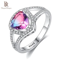 bague ringen charms pure sterling silver 925 ring for women jewelry trendy geometry colour gemstone female engagement ring gift